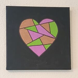 Abstract Heart Acrylic Painting On Canvas Original Painting Home Decor 8x8"